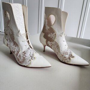 Christian Louboutin White Lace booties